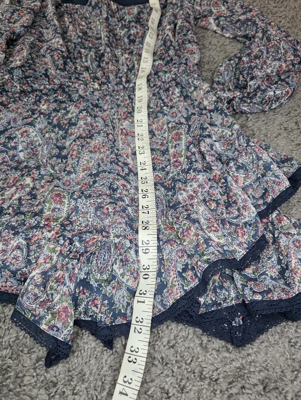 The Abercrombie & Fitch Blue Long Sleeve Square Neck Tiered Skort in size small - Picture 8 of 12